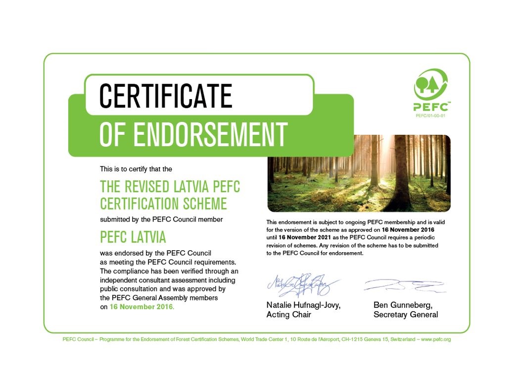 Certificate of Endorsement